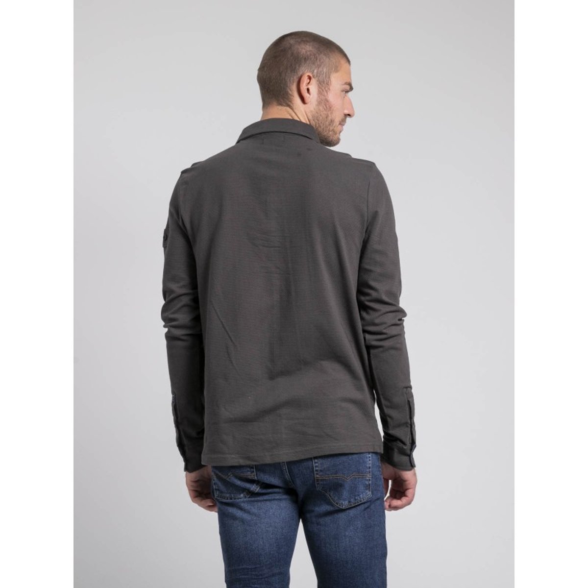 Polo Manches Longues Pur Coton Pilka gris, RITCHIE