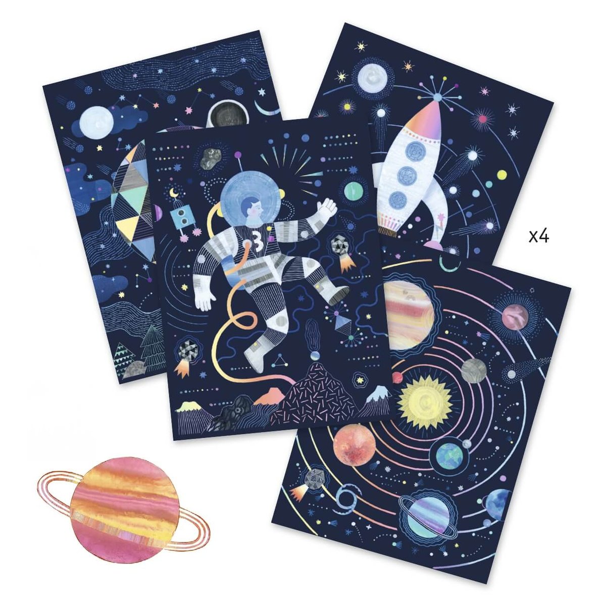 Cartes à gratter Mission cosmique multicolore, DJECO