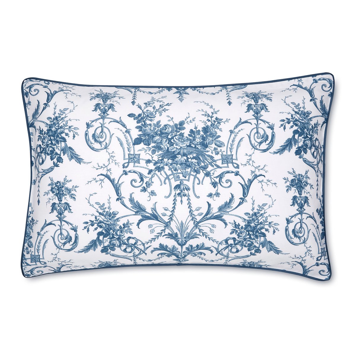 Parure de lit fleurie baroque Tuilerie, housse de couette + 2 taies pour lit en 140 bleu, blanc, LAURA ASHLEY