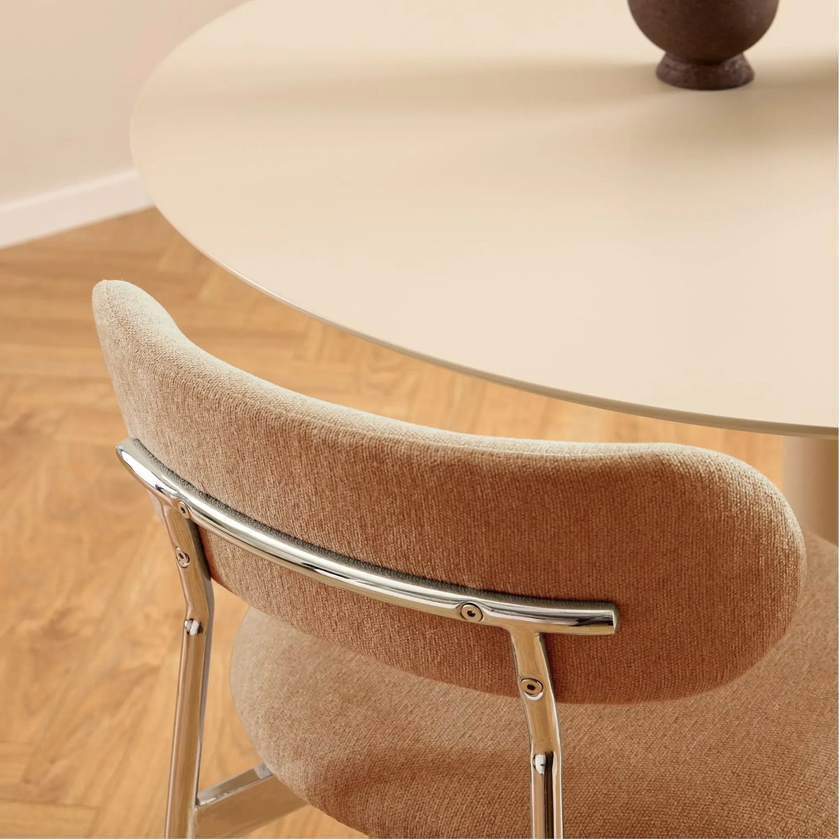 Chaises de salle à manger chrome et tissu (lot de 2) - LISON orange terracotta, HELLIN, DEPUIS 1862