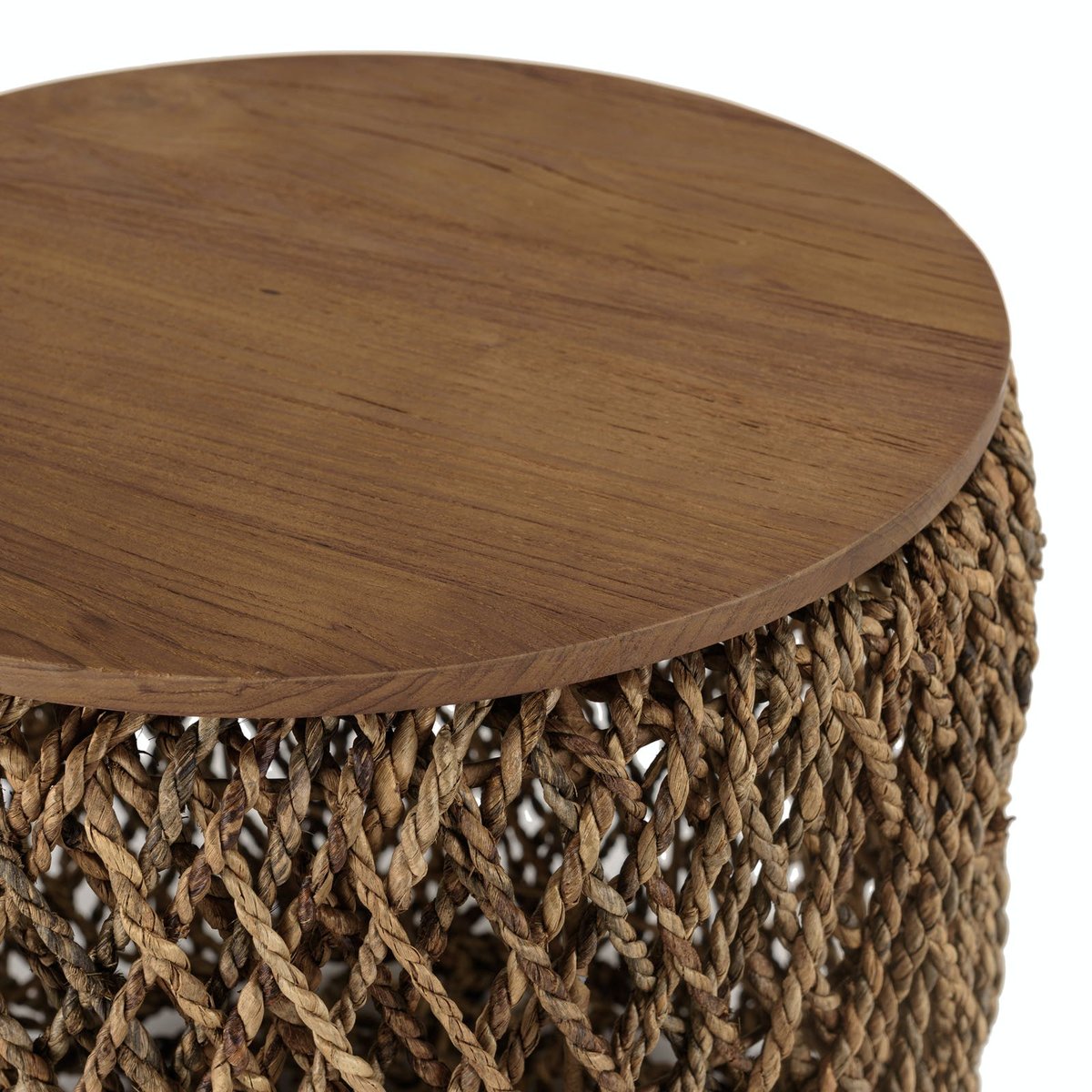 Table d'appoint ronde 49 cm fibre de coco et bois recyclé SWING bois naturel, PIER IMPORT
