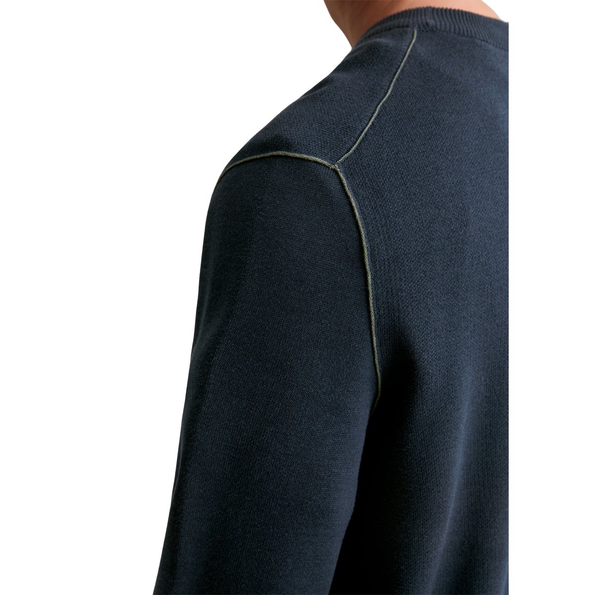 Pull-over regular en coton double face bleu foncé, MARC O’POLO DENIM