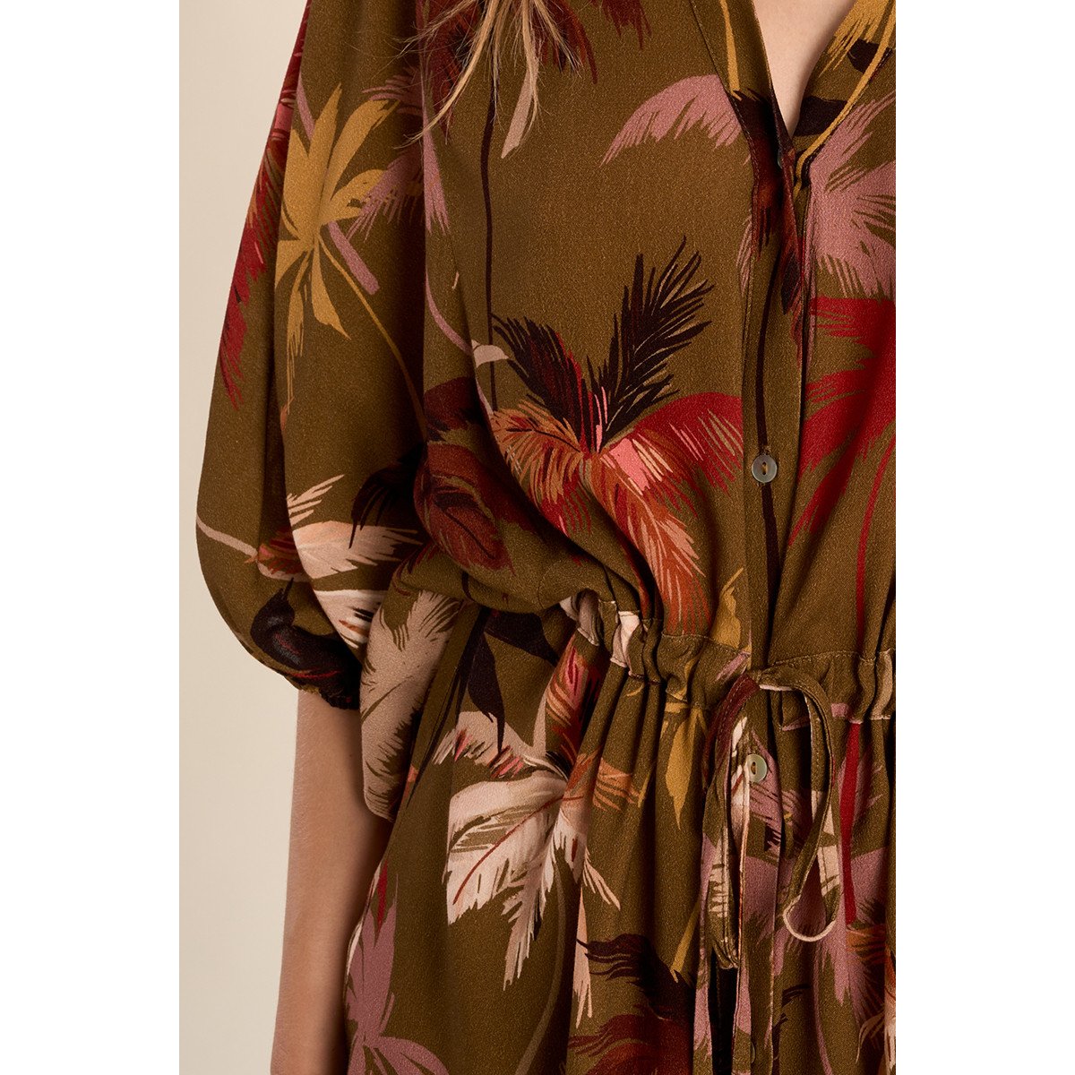 Robe courte, imprimée khaki moana, MOLLY BRACKEN