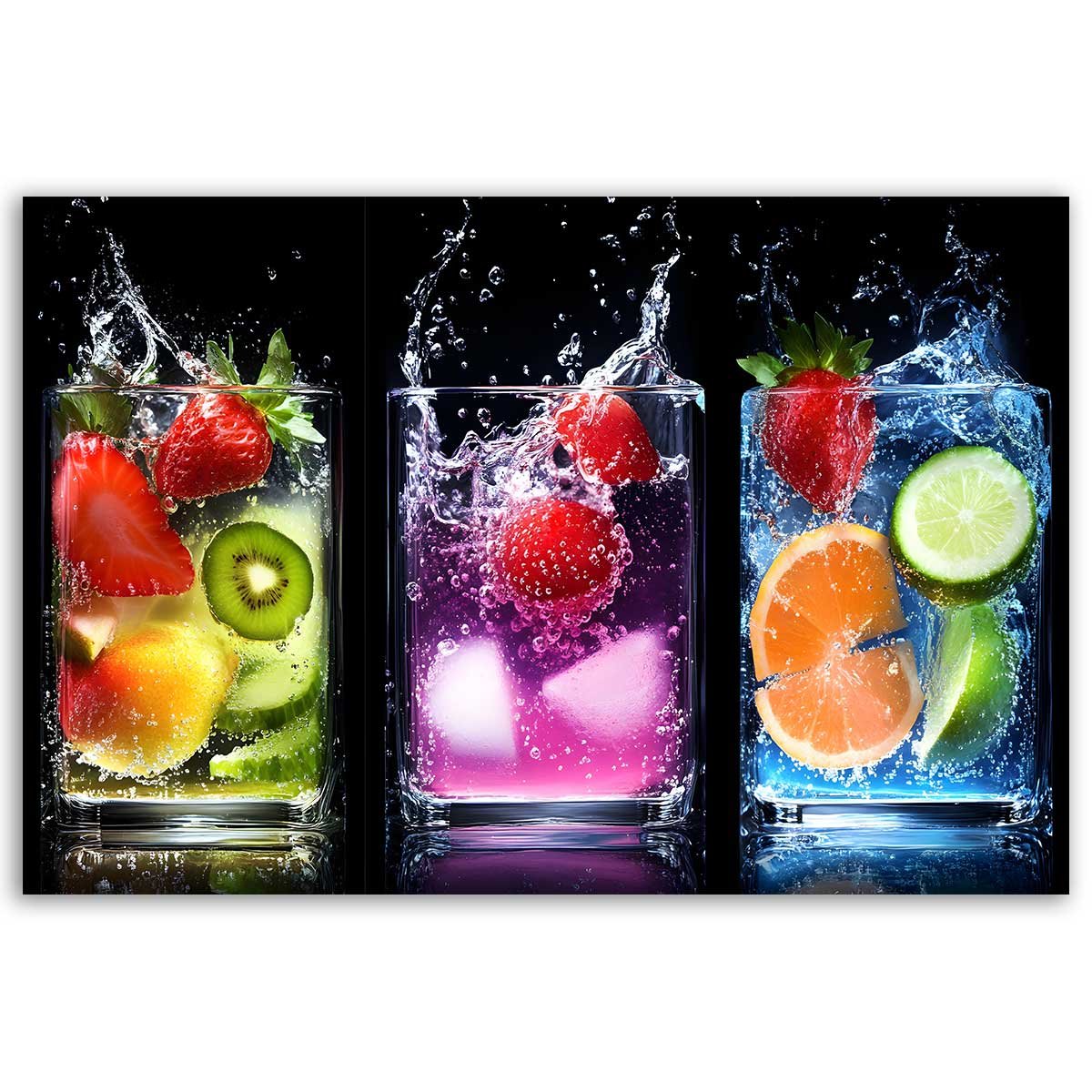 Tableau trio de verres fruitifiés toile imprimée, HEXOA