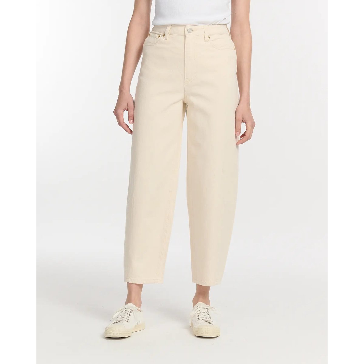 Jeans ballon taille haute cheville ecru, LABDIP