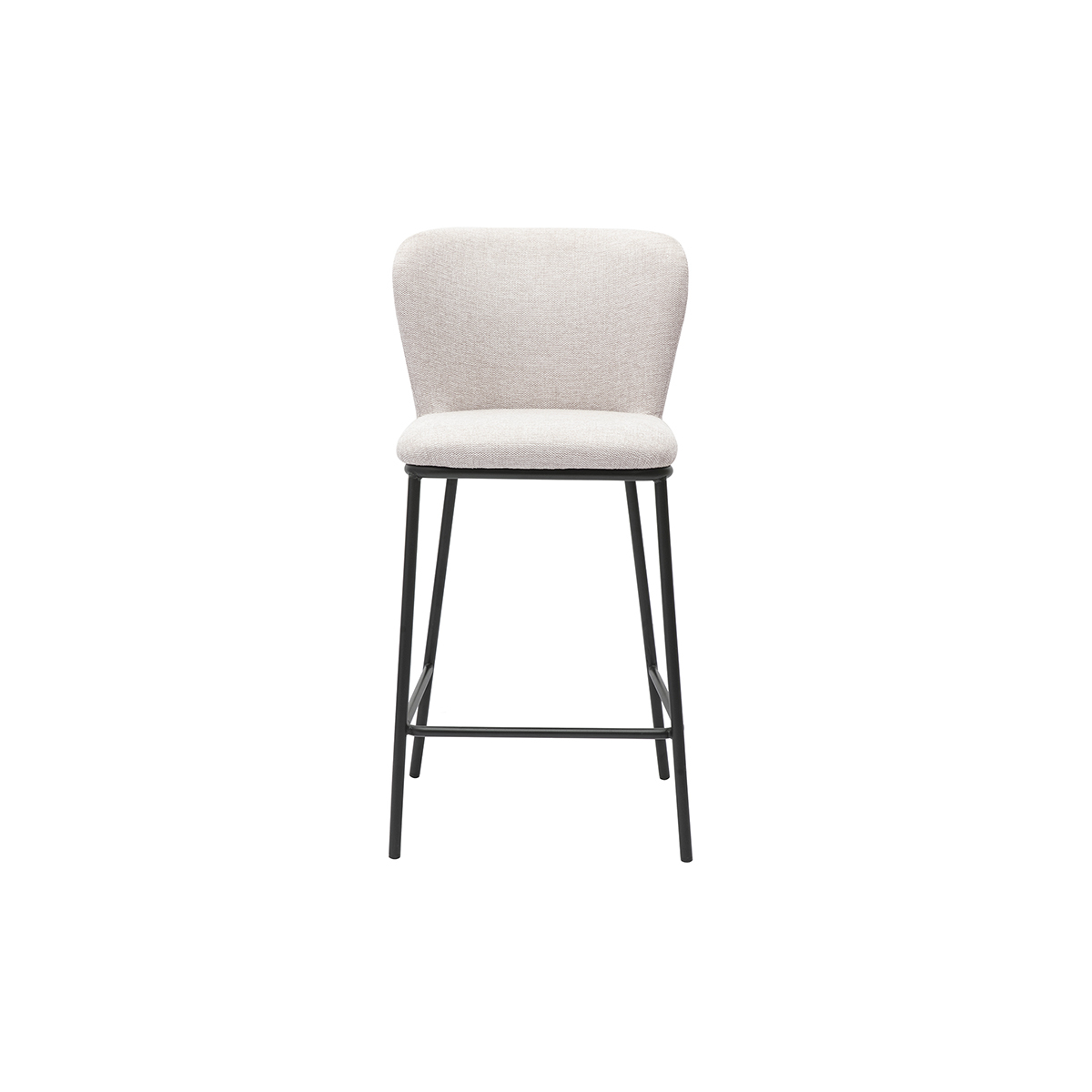 Tabourets en tissu effet velours texturé beige et métal noir (lot de 2) LISOR beige, MILIBOO