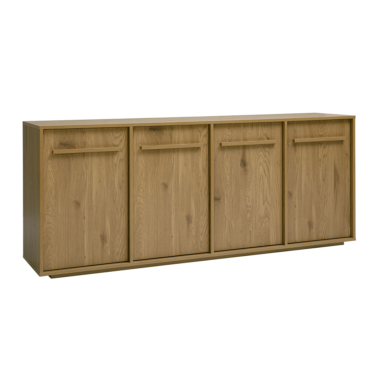 Buffet finition bois foncé noyer 4 portes L180 cm LOTHAIRE chêne clair, MILIBOO