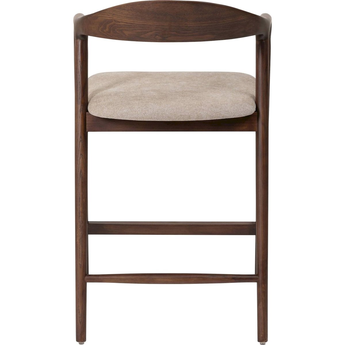 Tabouret de bar bois et bouclette INSIBLE beige tressé et noyer, RECOLLECTION