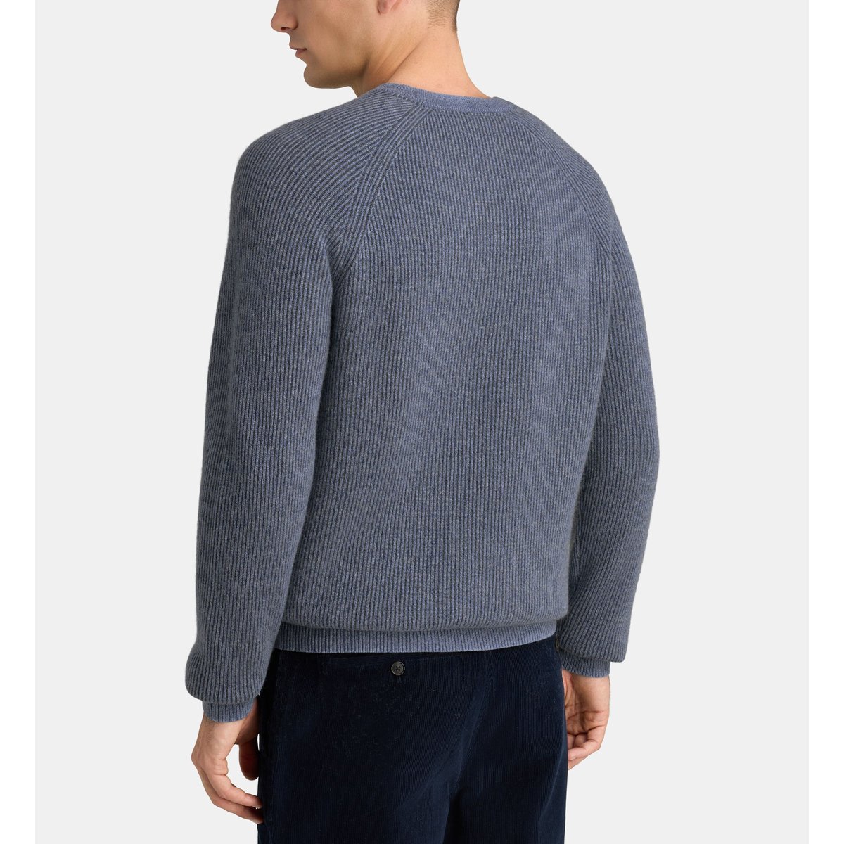 Pull droit nachribco côtes bicolores cachemire denim, GALERIES LAFAYETTE