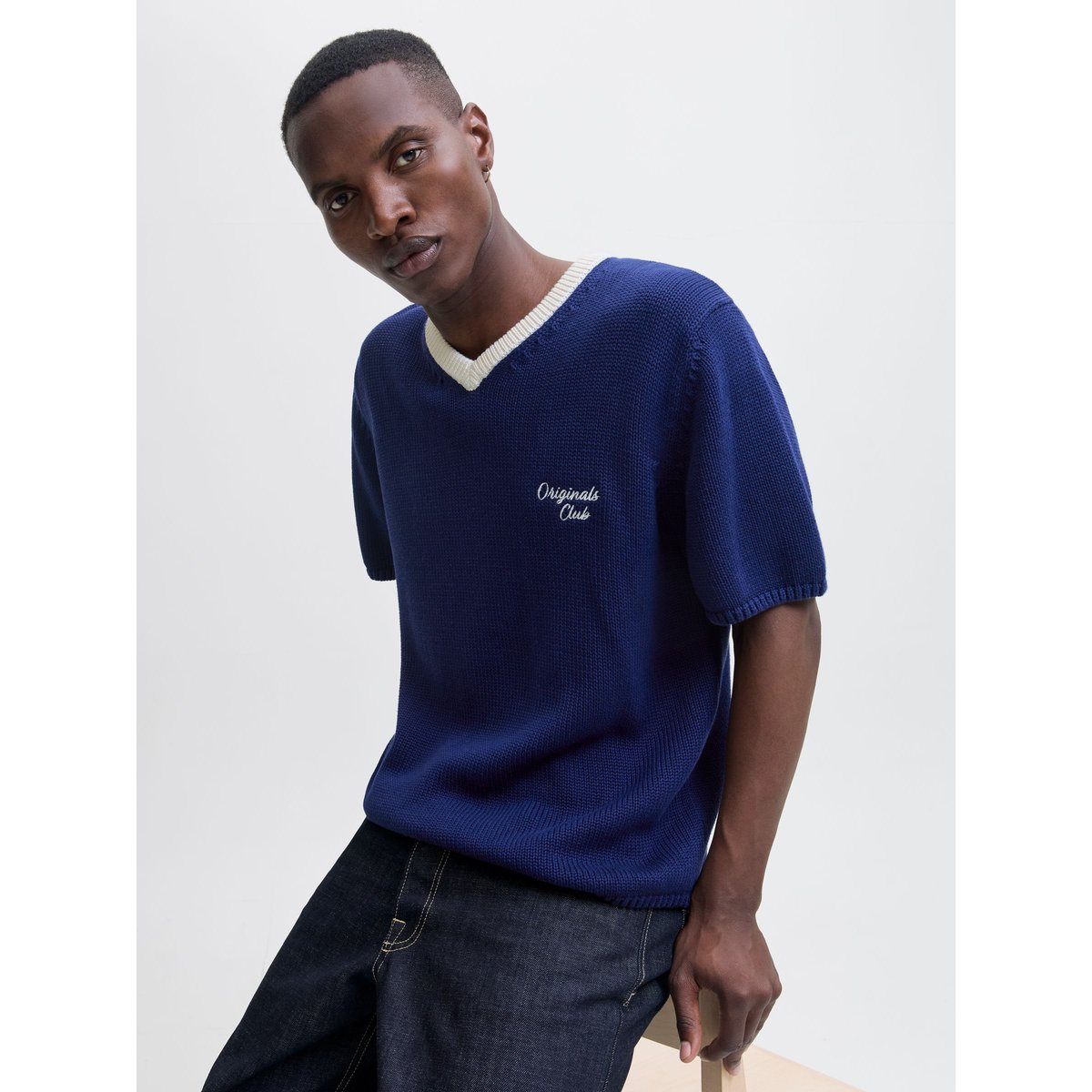 T-Shirt En Maille bleue - ocean cavern, JACK & JONES