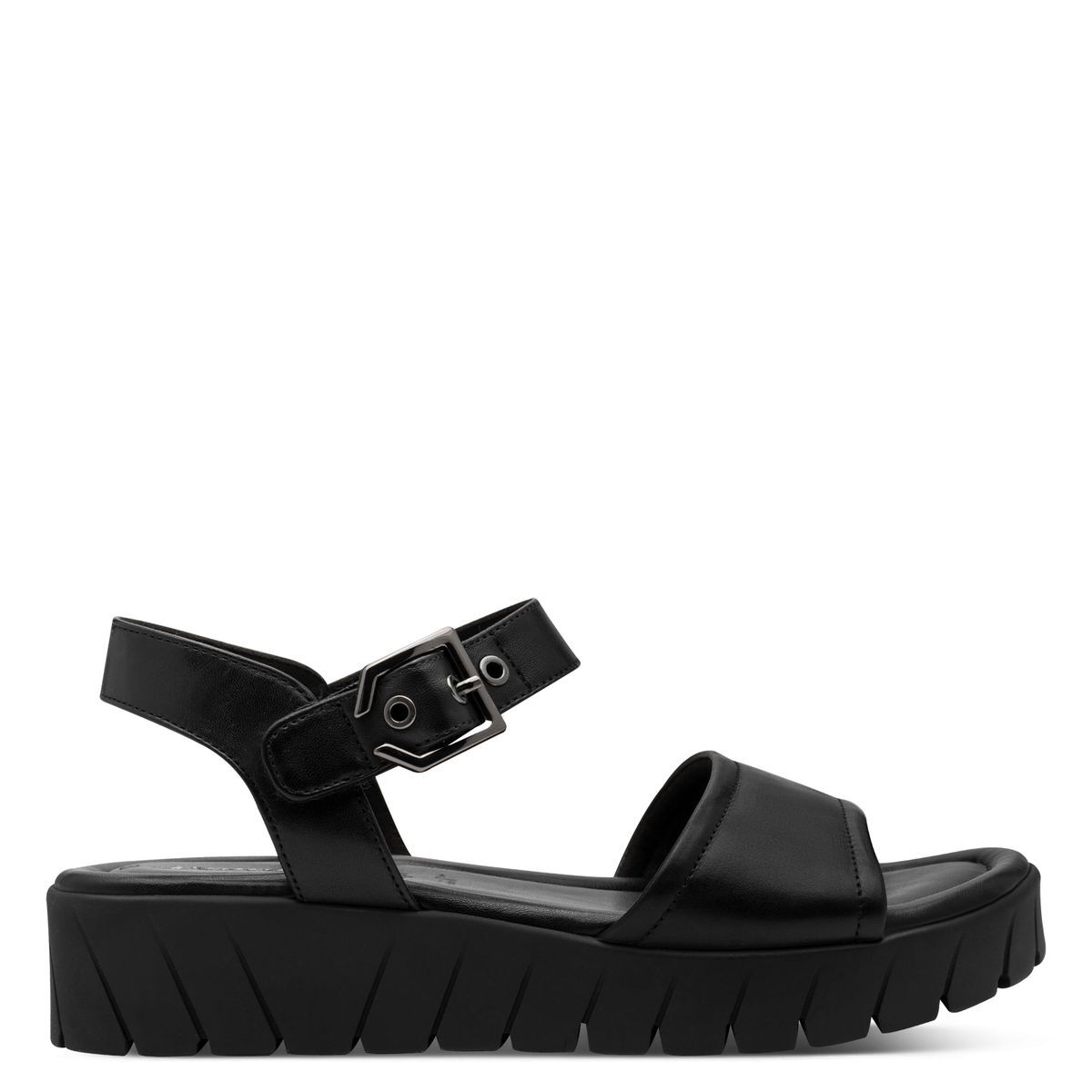Sandale à talon en cuir noir cuir, TAMARIS