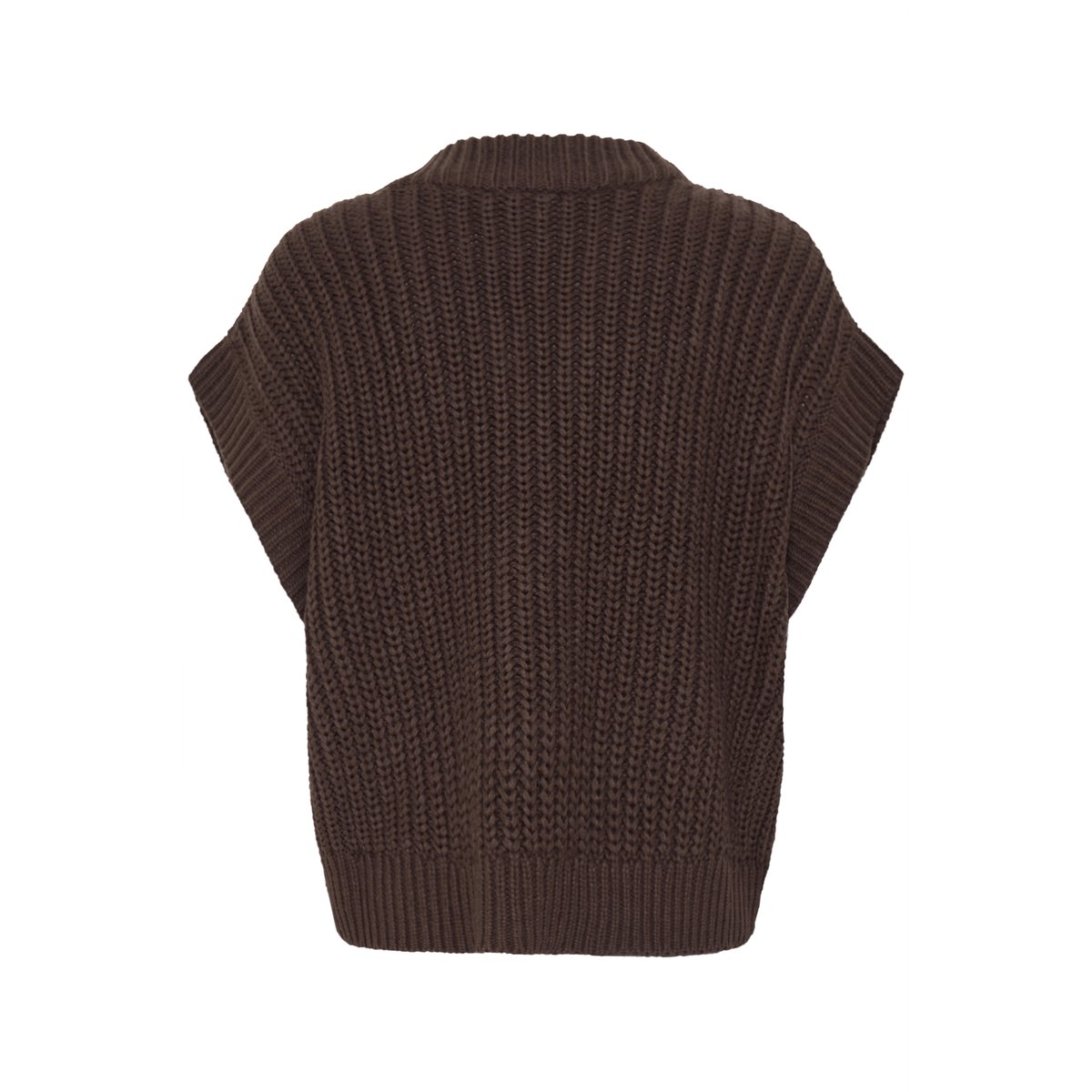 Gilet en maille sans manches, coupe ample marron java, B.YOUNG