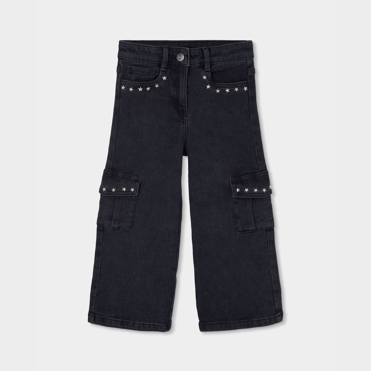 Pantalon fille denim avec étoiles noir, BOBOLI