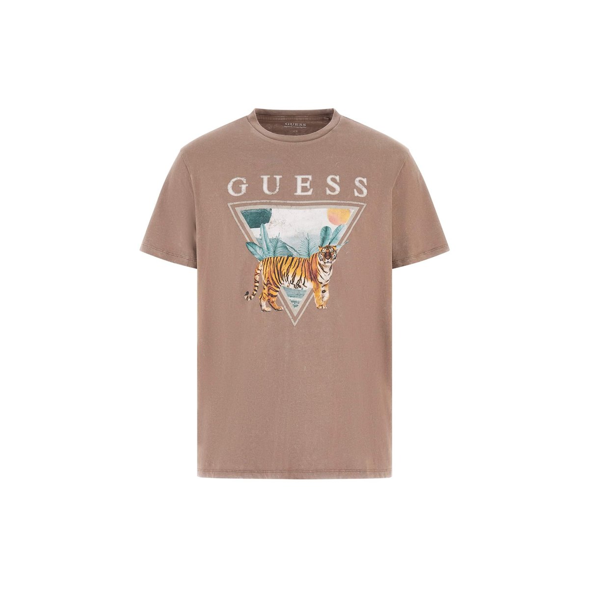T-Shirt Avec Logo Imprimé marron claire, GUESS