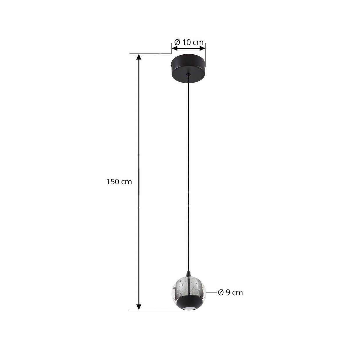 Suspension en verre moderneLED, Hayley clair, noir, LUCANDE
