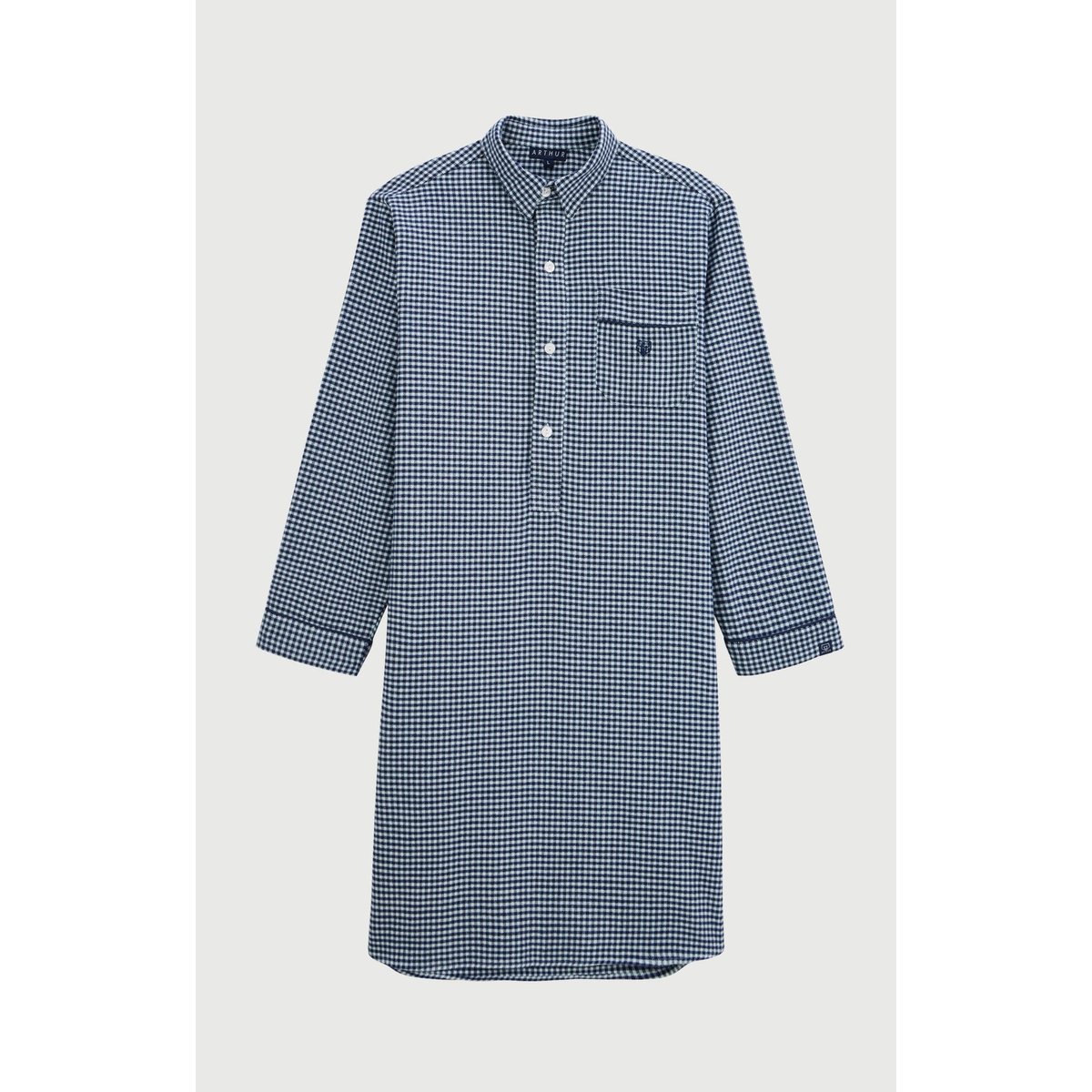 Chemise Grand-Père en flanelle de coton à carreaux Elie marine, ARTHUR