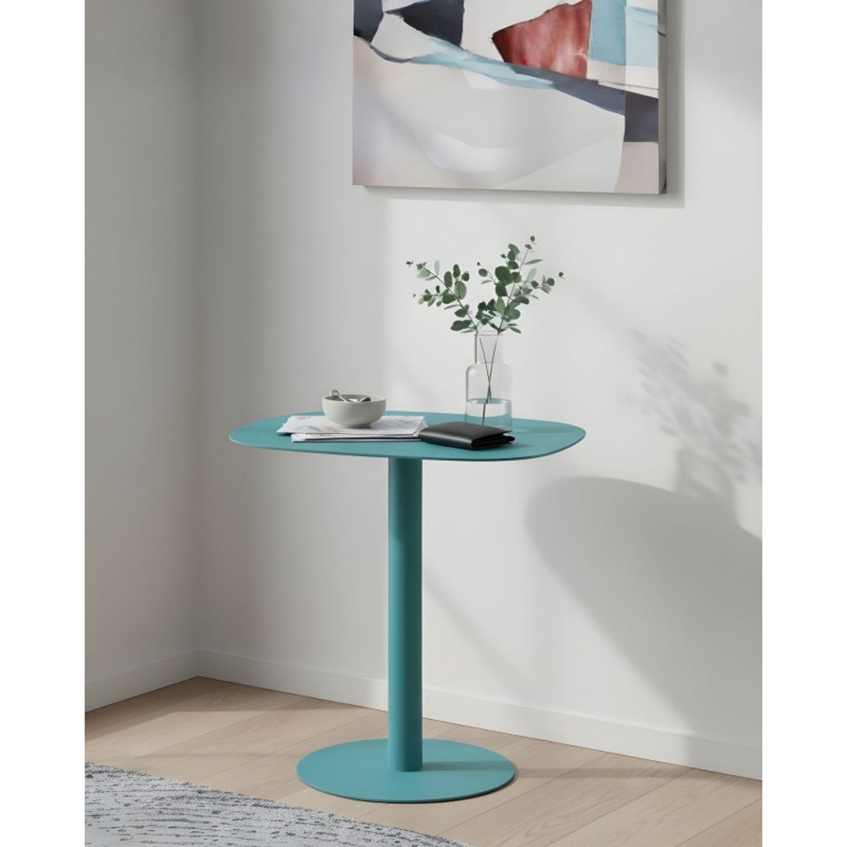 Table d'appoint design SKANDY en métal style scandinave turquoise, DON HIERRO