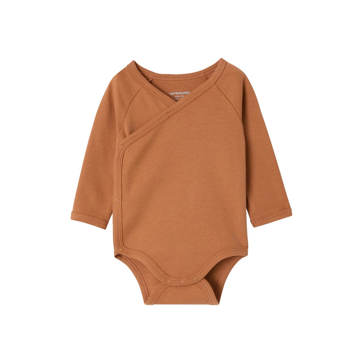 Lot de 5 bodies naissance manches longues beige chiné, VERTBAUDET