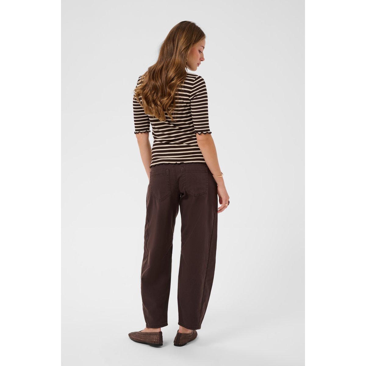T-shirt marron java stripe, CREAM