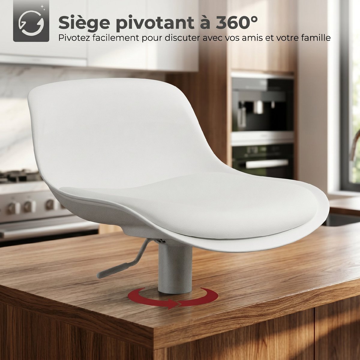 Tabouret de bar PU et acier Blanc blanc, HOMCOM
