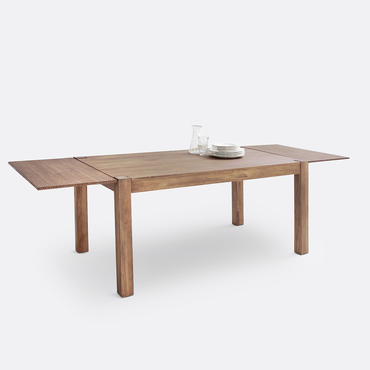 Table à manger, extensible, pin teinté teck et plaqué, 6 à 8 couverts, LUNJA pin ciré, LA REDOUTE INTERIEURS