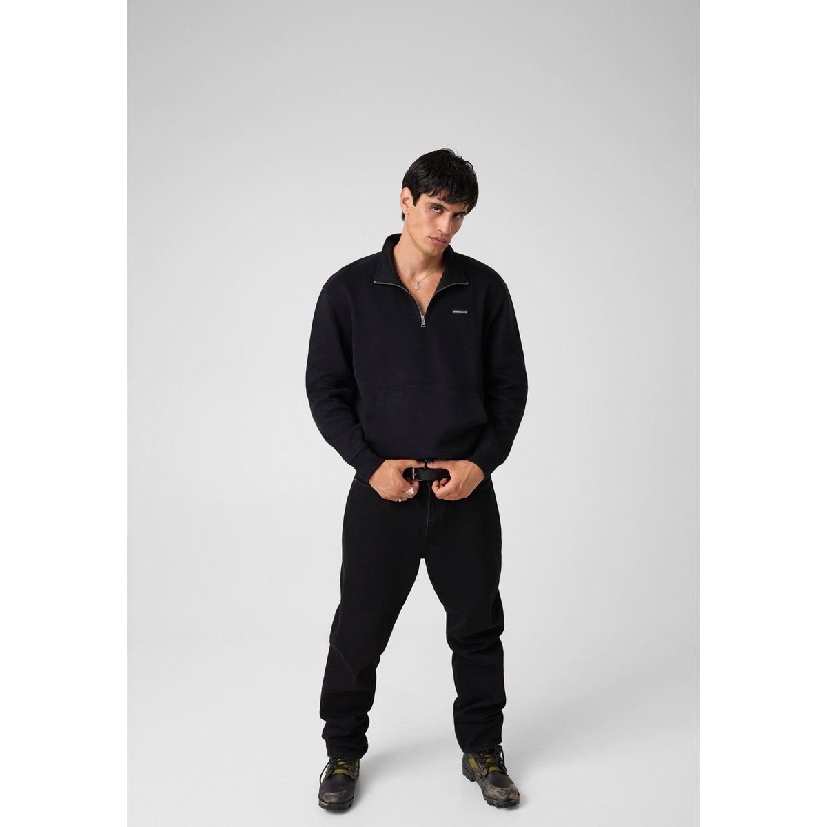 Sweat-Shirt À Demi-Zip noir, GUESS JEANS