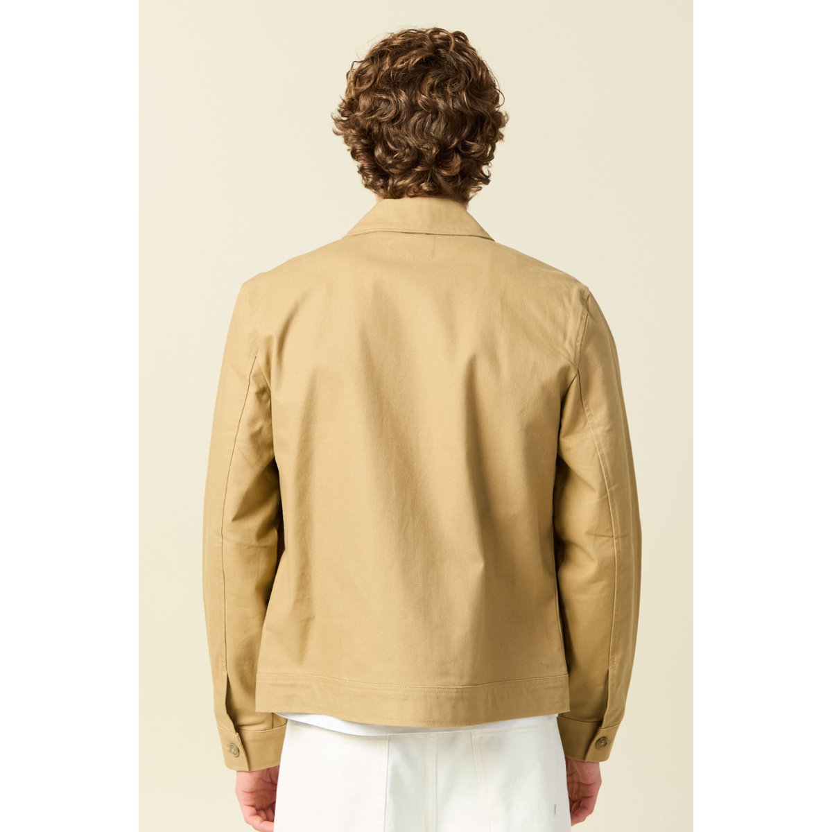 Blouson droit court en coton beige, BONOBO