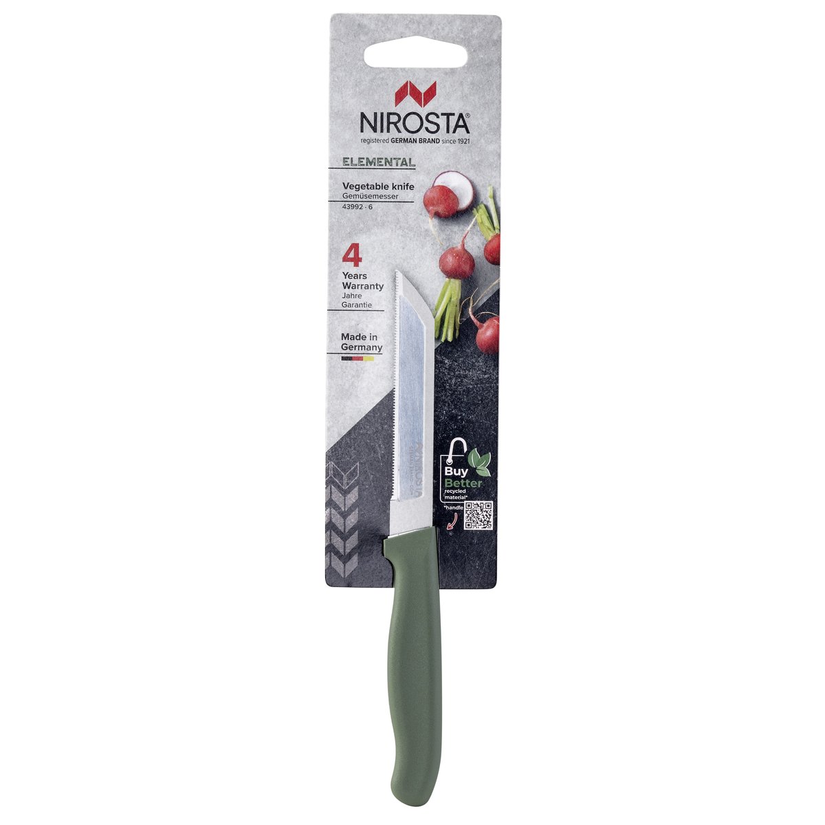 Couteau à légumes 19 cm ELEMENTAL vert, NIROSTA