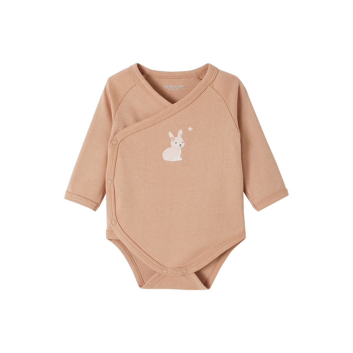 Lot de 5 bodies manches longues ouverture naissance rose poudré, VERTBAUDET