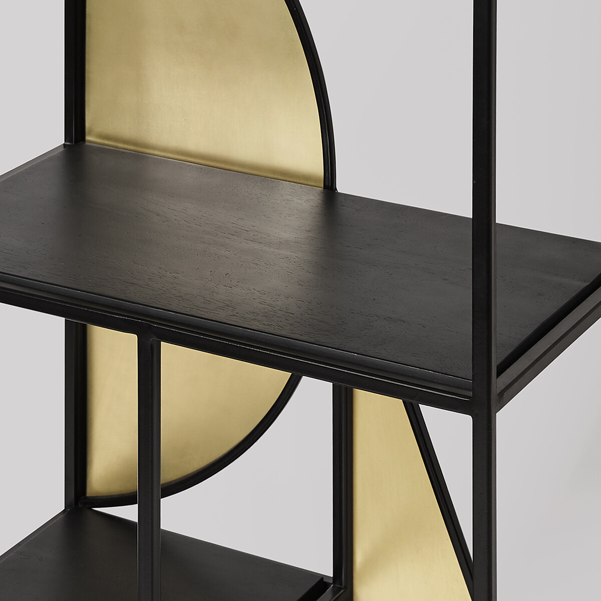 Pablo Mango Wood Narrow Shelving brass/black, SWOON