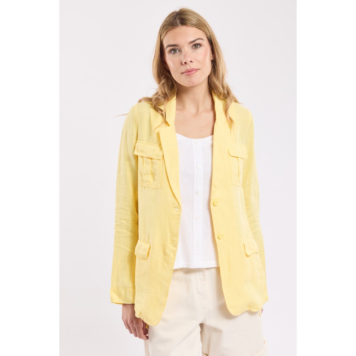 Veste saharienne en lin Sienna paille, TERRE & MER