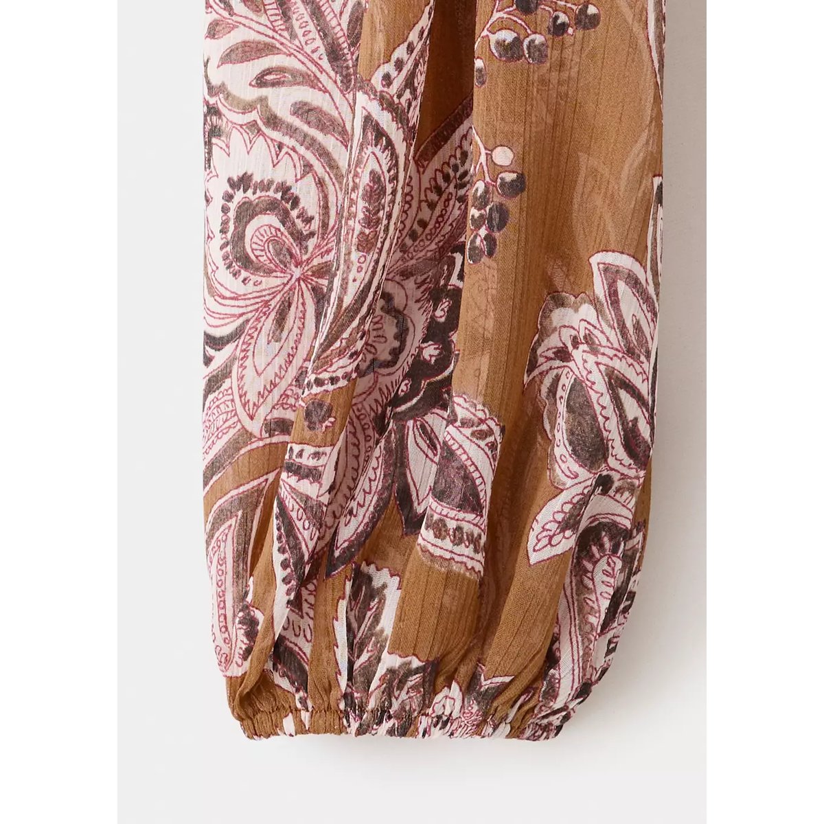 Blouse nœud imprimé fleuri marron, MANGO