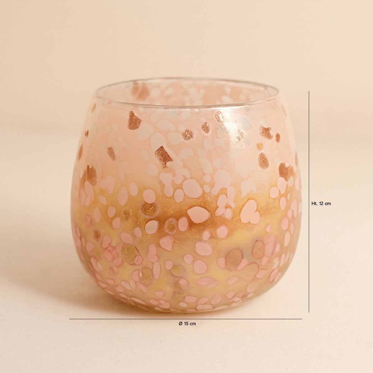 Pot en verre soufflé h12cm, COPPRA rose, NOW'S HOME