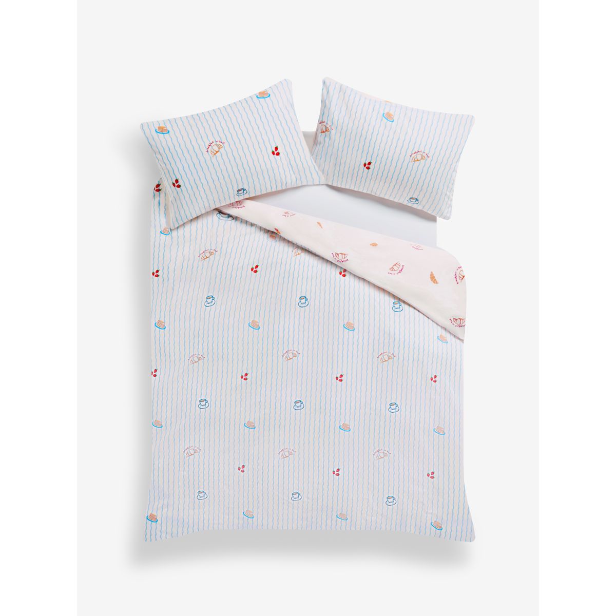 Housse de couette et taie oreiller réversible bleu/naturel, NEXT