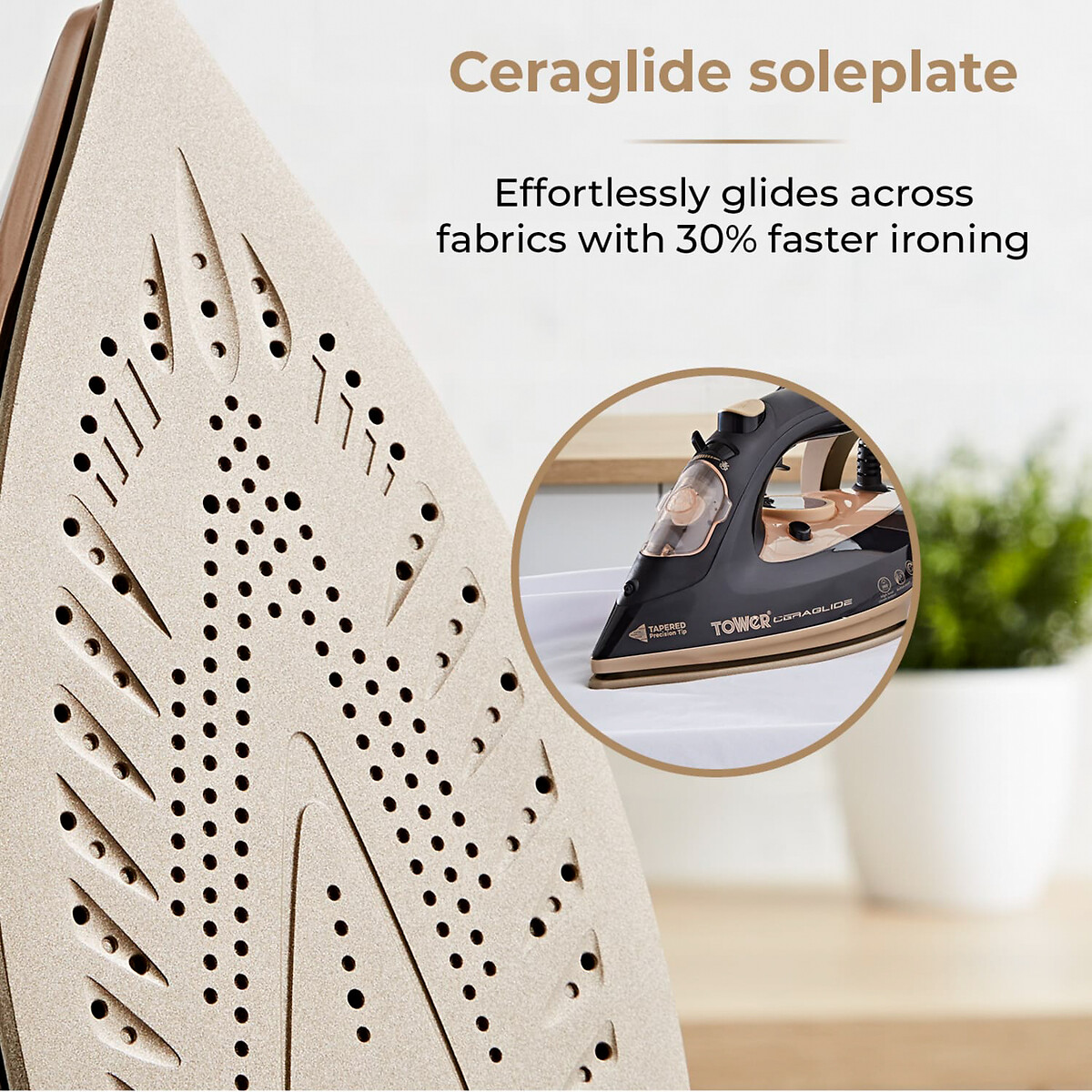 CeraGlide 3100W Steam Iron - T22021 black/gold, TOWER