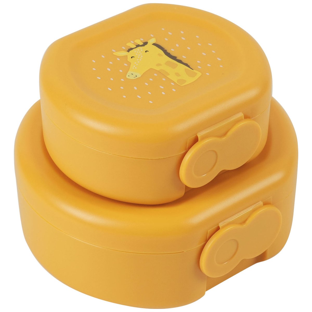 Lot de 2 boîtes à goûter à clip jaune, marron, blanc, TRIXIE