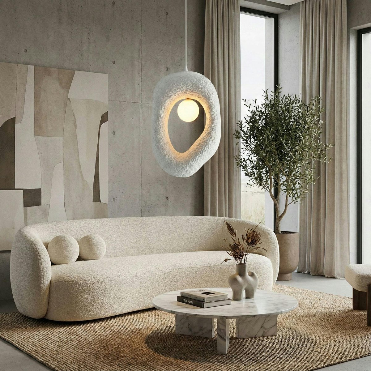 Suspension anneau organique design NOXIS blanc, PIER IMPORT