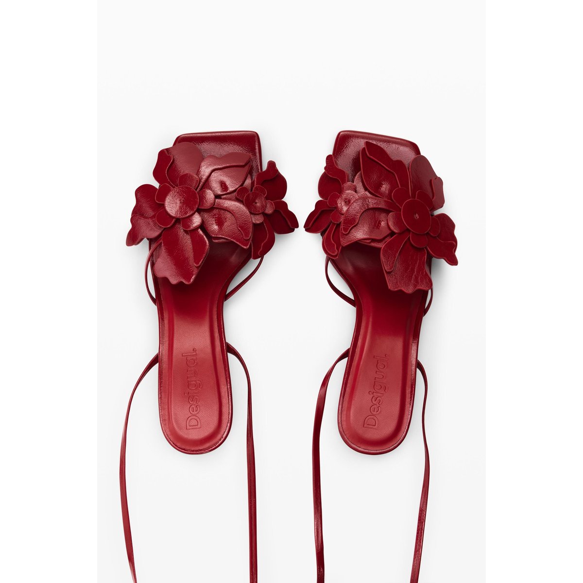 Sandale appliques fleur rouge, DESIGUAL