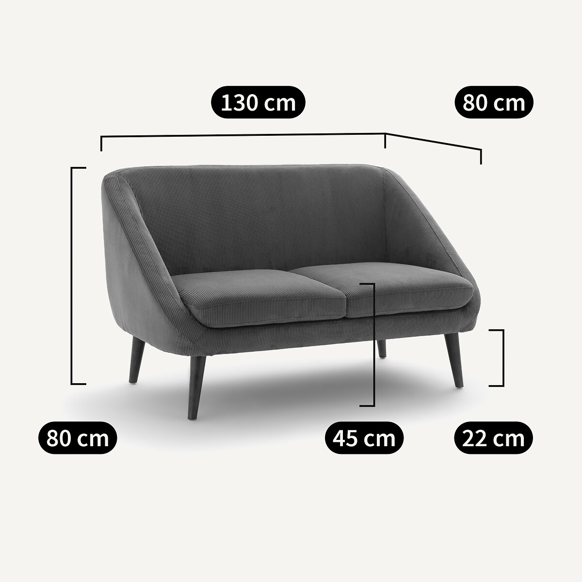 Divano 2 posti, velluto, Séméon verde jade, LA REDOUTE INTERIEURS