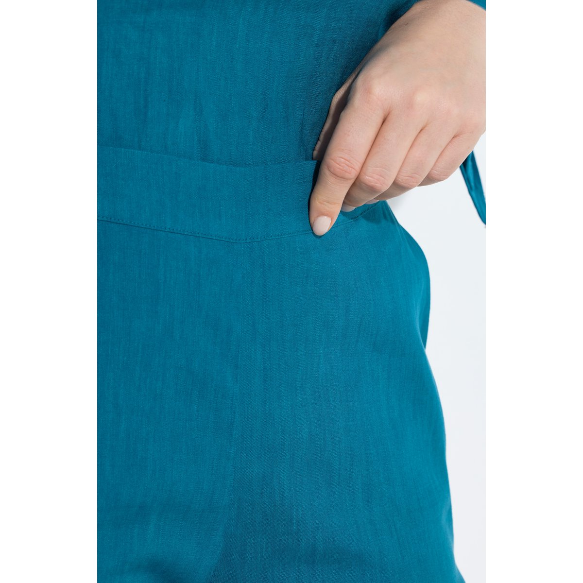 Pantalon Ruby en lin mélangé pétrol, ULLA POPKEN