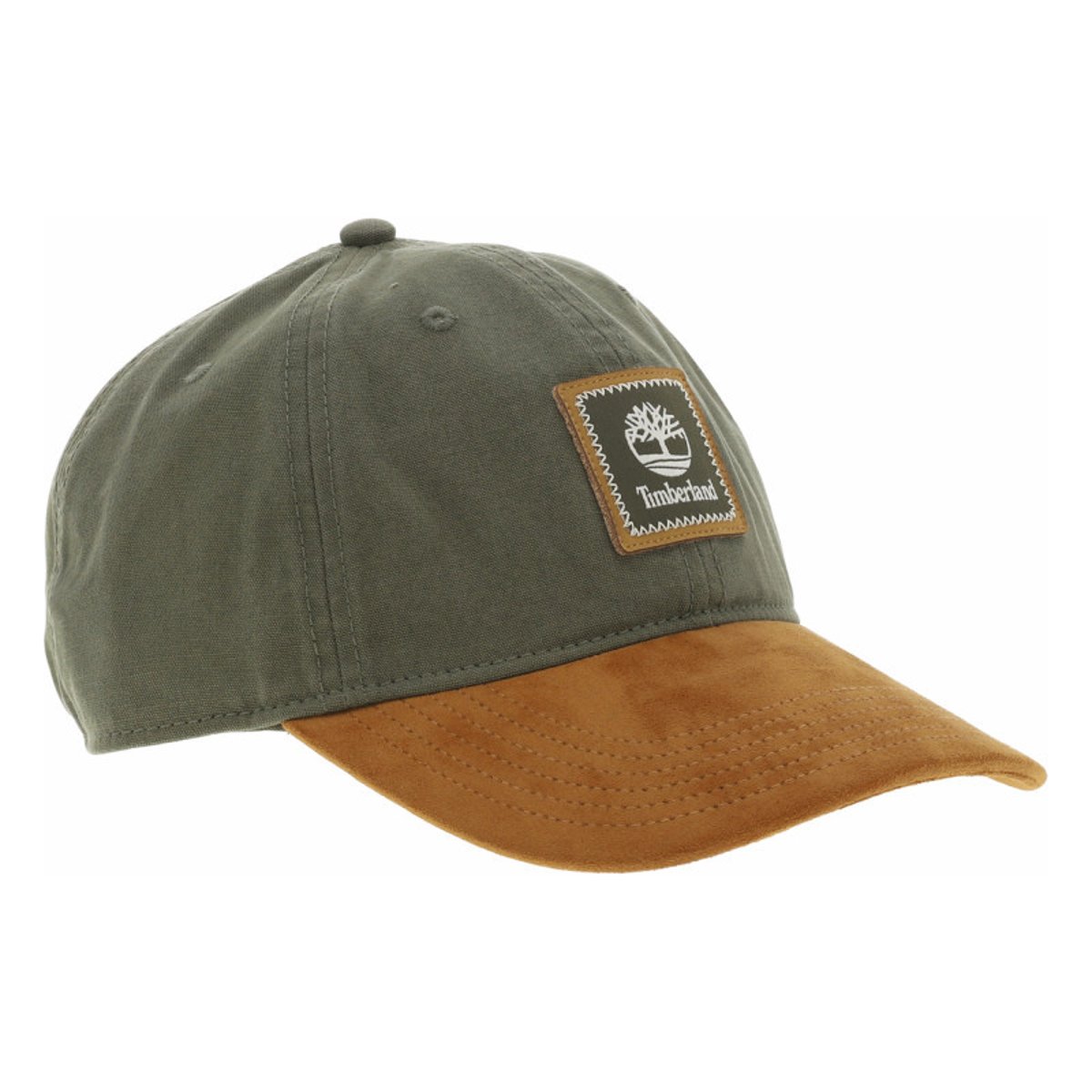 Casquette en coton kaki bicolore avec un patch de la marque à l'avant kaki, TIMBERLAND