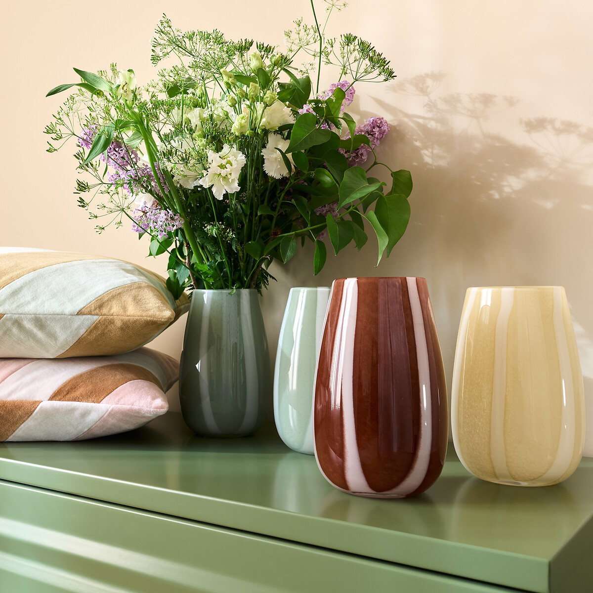 Vase en verre à rayures, Malco rouge grenat, LA REDOUTE INTERIEURS