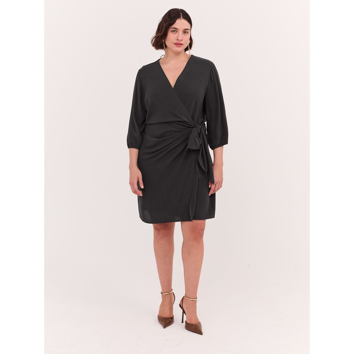 Robe portefeuille JOY en viscose noir, FIORELLA RUBINO