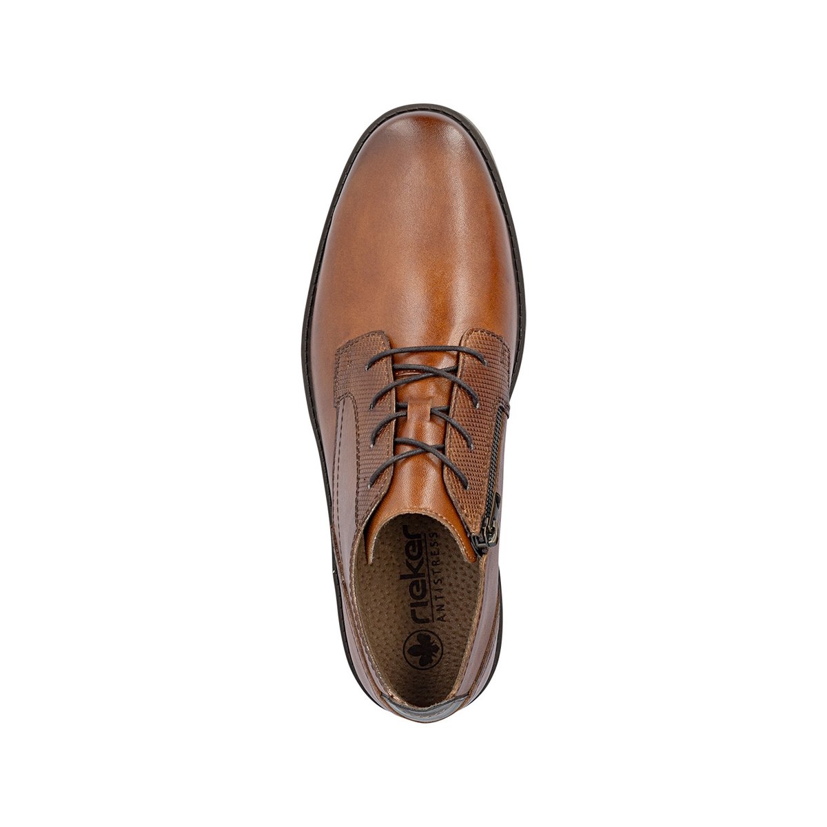Derbies en cuir cognac pourvues d'une semelle à talon plat et de lacets brun, RIEKER
