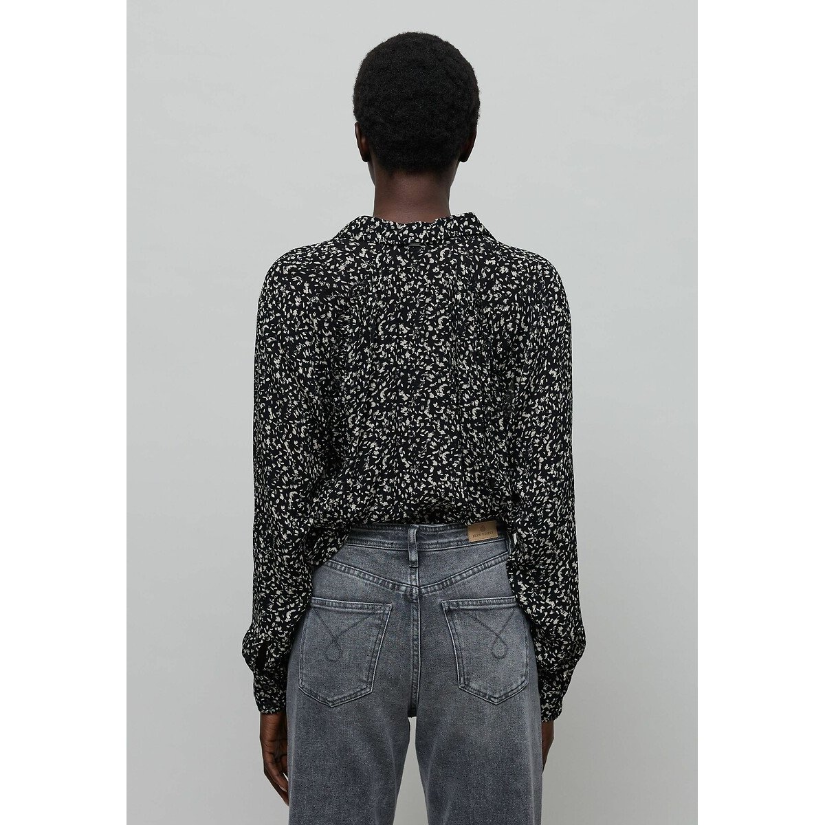 Graphic Print Blouse with Long Sleeves black print, IKKS