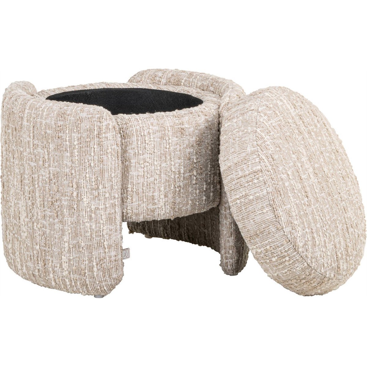 Pouf coffre contemporain avec rangement beige angora, RECOLLECTION