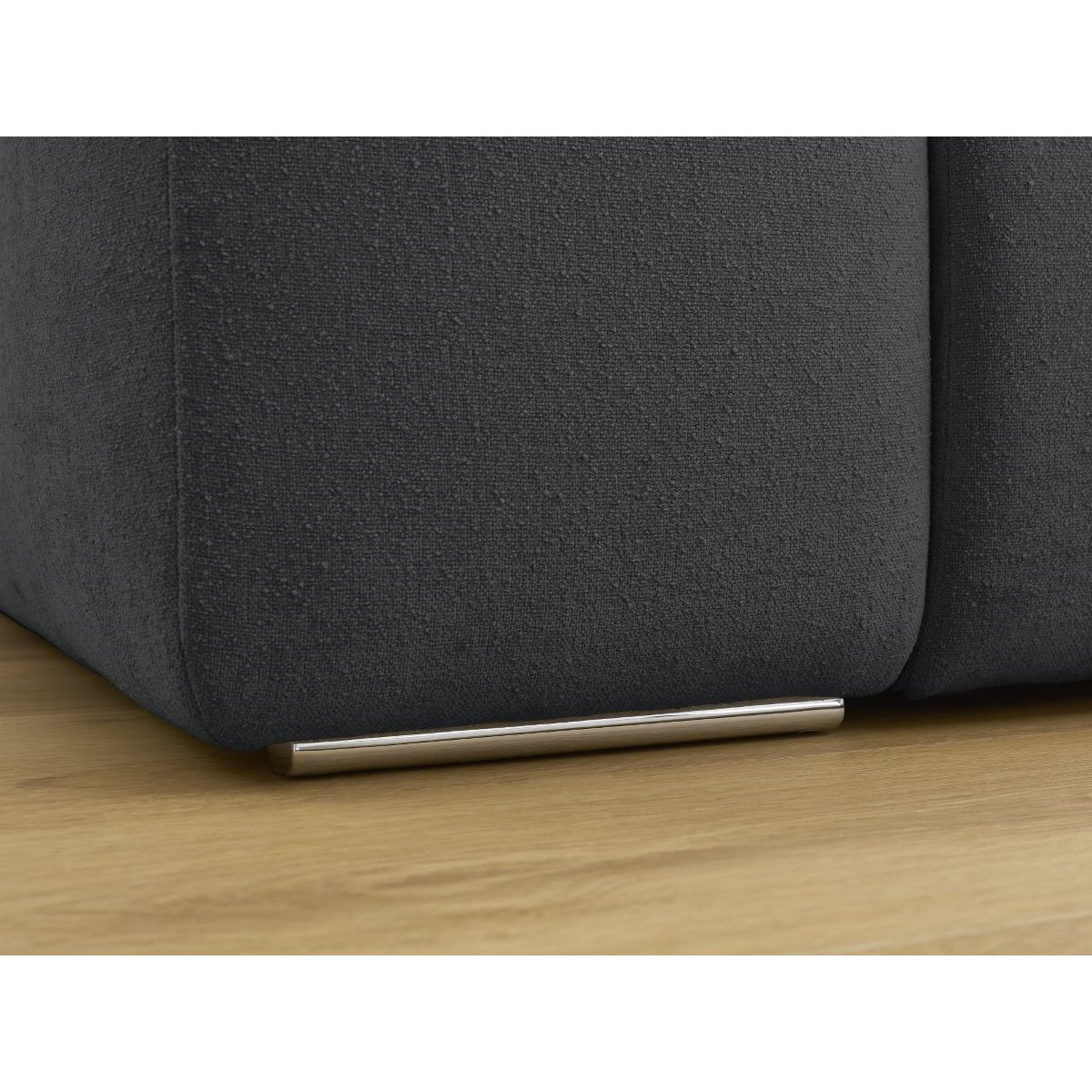 Canapé droit fixe 2 places en tissu texturé, ZEPHYR gris foncé, BOBOCHIC