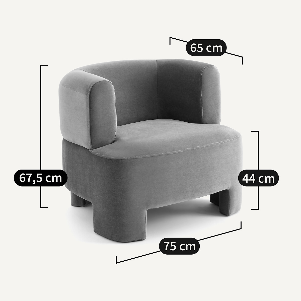 Fauteuil in fluweel, klein model, Darrel linde, AM.PM