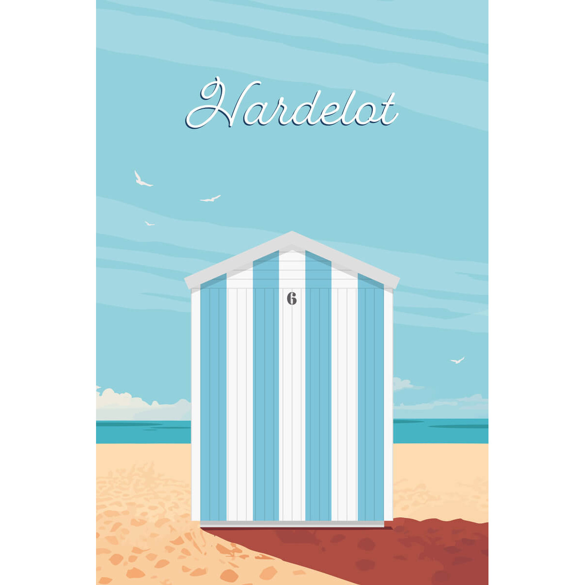 Tableau Mural Illustration Hardelot PLAGE tableaux sur toile-bleu, CEANOTHE