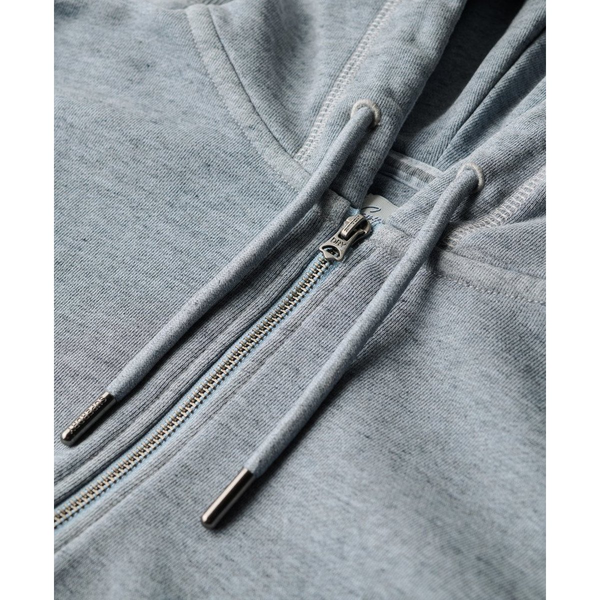 Sweat à capuche zippé surteint à logo Essential bleu brouillard, SUPERDRY